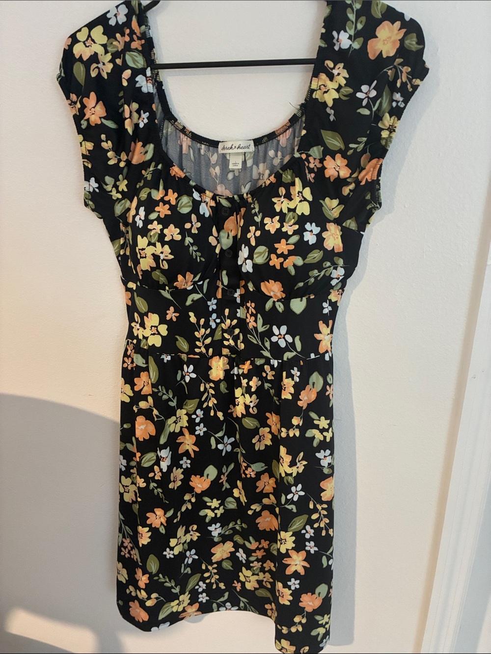 Derek Heart Black Floral A-Line Dress